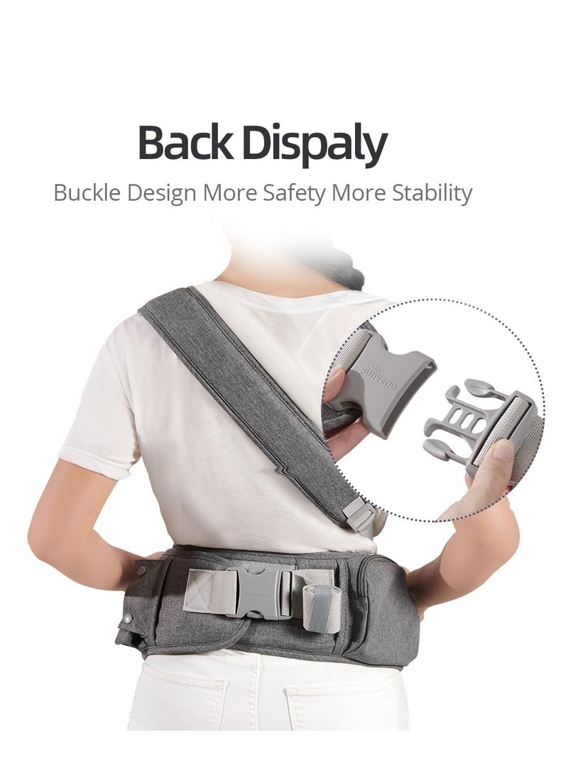 Baby Hip Carrier, Ergonomic Carrier, Capacity Pocket with Adjustable Waistband, Suitable for Newborn to Toddlers All-Seasons(Grey)