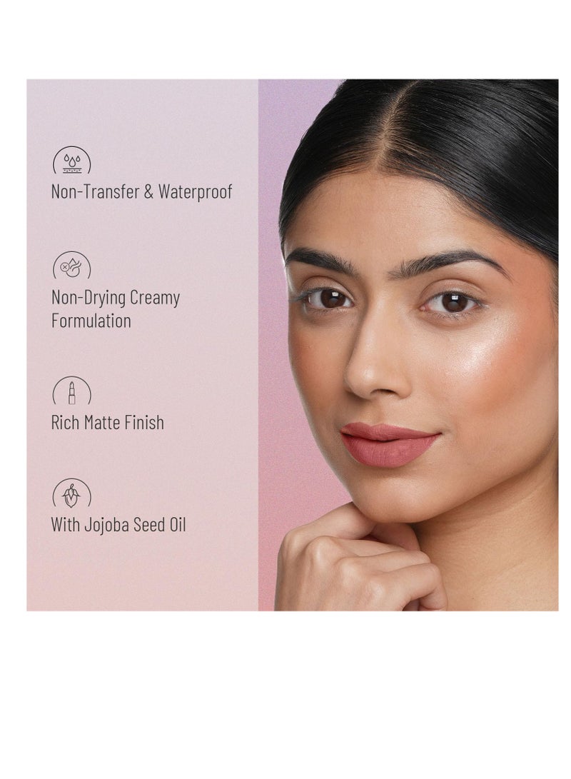 Swiss Beauty Non Transfer Waterproof Lipstick with Jojoba Seed Oil  Matte Finish  Long Lasting Highly Pigmented  Shade Roseate 3gm