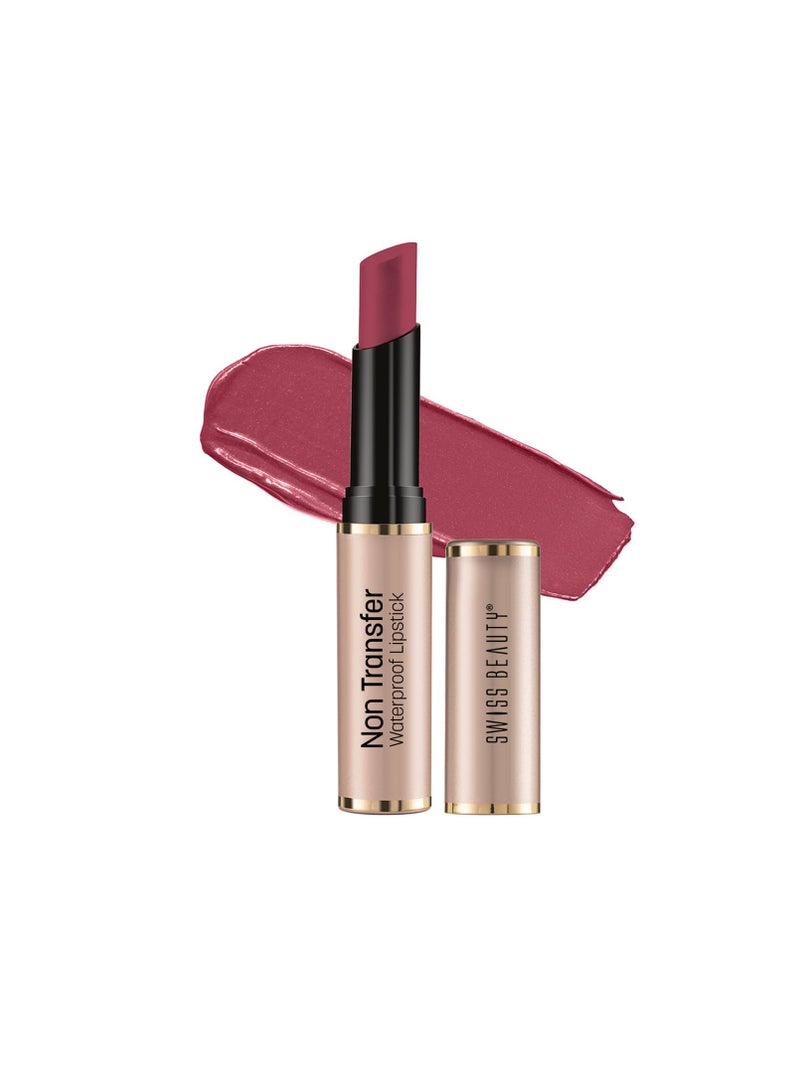 Swiss Beauty Non Transfer Waterproof Lipstick with Jojoba Seed Oil  Matte Finish  Long Lasting Highly Pigmented  Shade Roseate 3gm