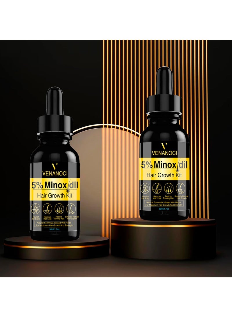 5% Minoxidil Hair Growth Serum, 5% Minoxidil For Men Beard Growth Kit, Beard Growth Oil With Biotin & Caffeine For Beard & Hair Growth, Grow A Stronger Thicker Fuller Hair & Beard Faster - Packaging may vary