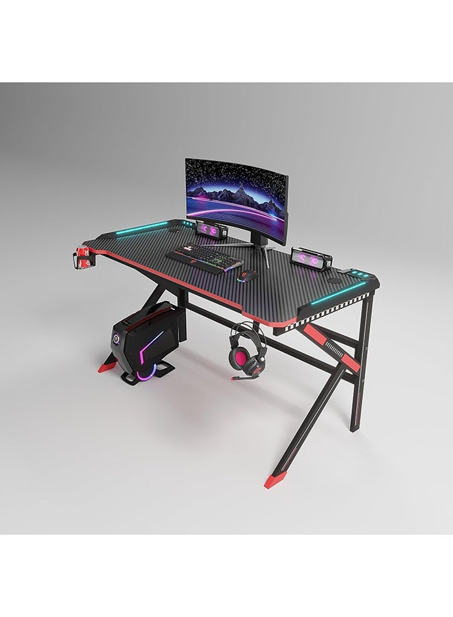 (Maf-K151) Gaming Workstation Professional Rgb Lights In Led With Cup Holder And Headphone Hook'S Account Carbon Fiber Mdf Pvc, Maf Office Computer Desktop Tables, W120Xd60Xh74 Cm