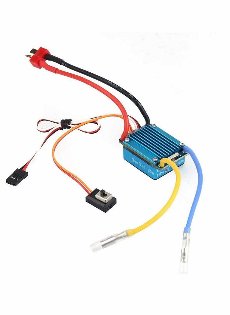 RC Car 160A Brushed ESC Electric Speed Controller 3S 160A Waterproof ESC 5V 1A BEC for 1 12 RC Car Replacement Accessories RC Truck Buggy Short Course Truck Rock Crawler and Tank