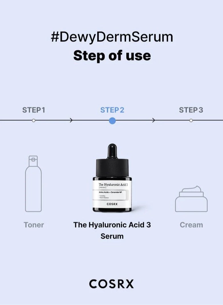 Hyaluronic Acid 3 Serum - Advanced Hydration Booster for Dewy, Radiant Skin - High Potency Formula Infused with 3% Hyaluronic Acid 20ml