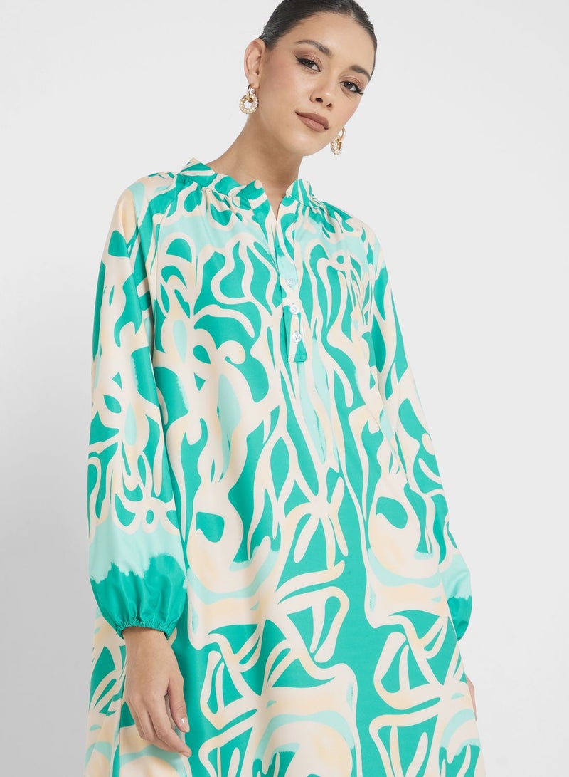 Abstract Print Maxi Dress