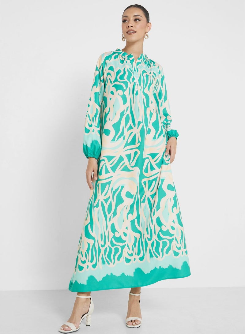 Abstract Print Maxi Dress