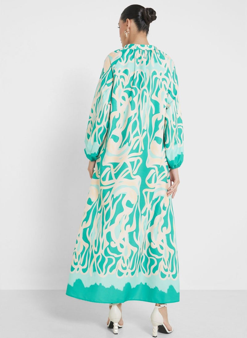 Abstract Print Maxi Dress