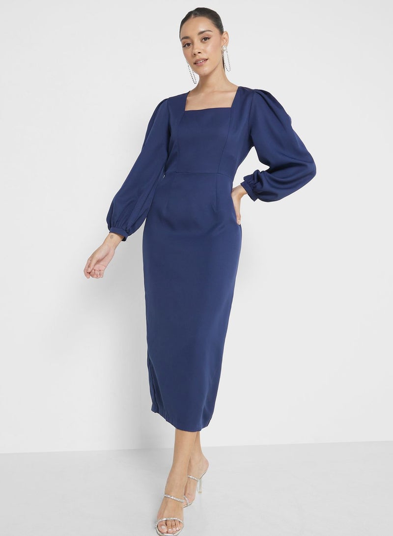 Puff Sleeve Shift Dress