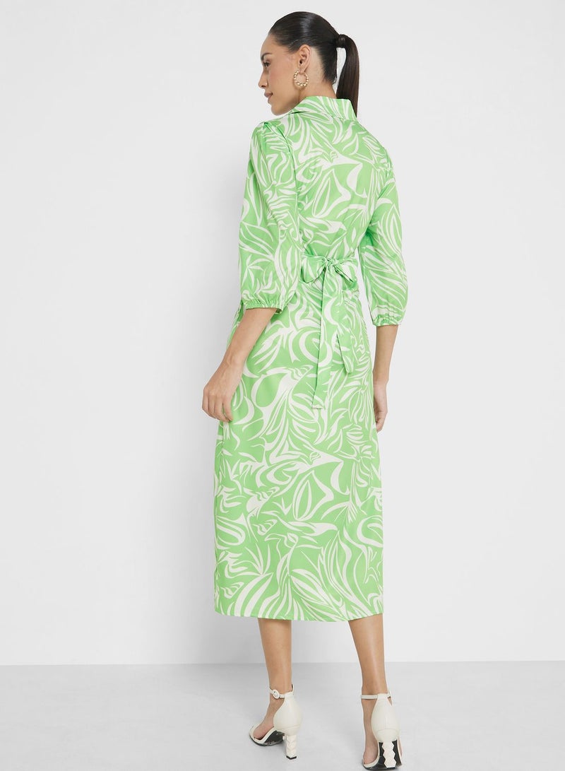 Printed Wrap Dress