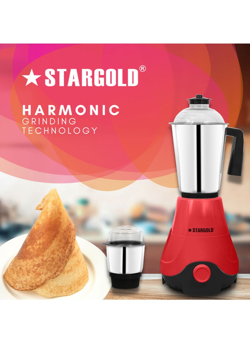 2 In 1 Mixer Grinder 600 Watts Powerful Copper Motor With 1.2 Liter 3 Stainless Steel Liquidizing Jar And Blades