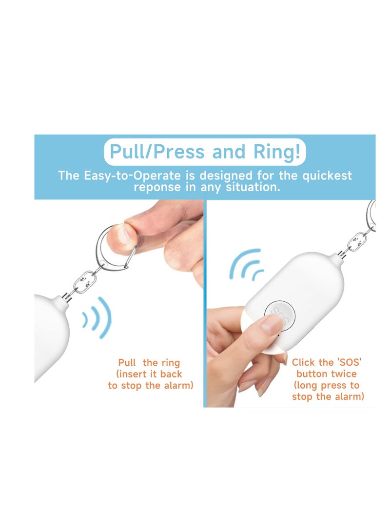 130dB Personal Safety Alarm with LED Light - Waterproof Keychain Personal Alarm for Women, Powerful Personal Safety Device, Emergency Security Safe Devices Key Chain Alarms for Kids Elderly