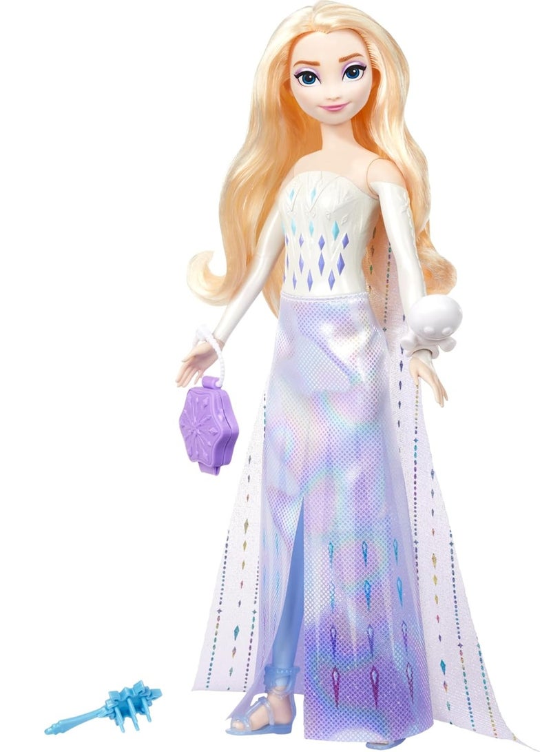 Disney Frozen Elsa Fashion Doll Set, Spin & Reveal with 11 Surprises Including 5 Accessories, 5 Stickers & Play Scene