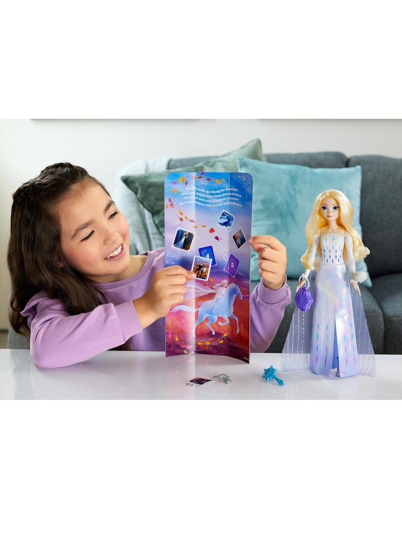 Disney Frozen Elsa Fashion Doll Set, Spin & Reveal with 11 Surprises Including 5 Accessories, 5 Stickers & Play Scene