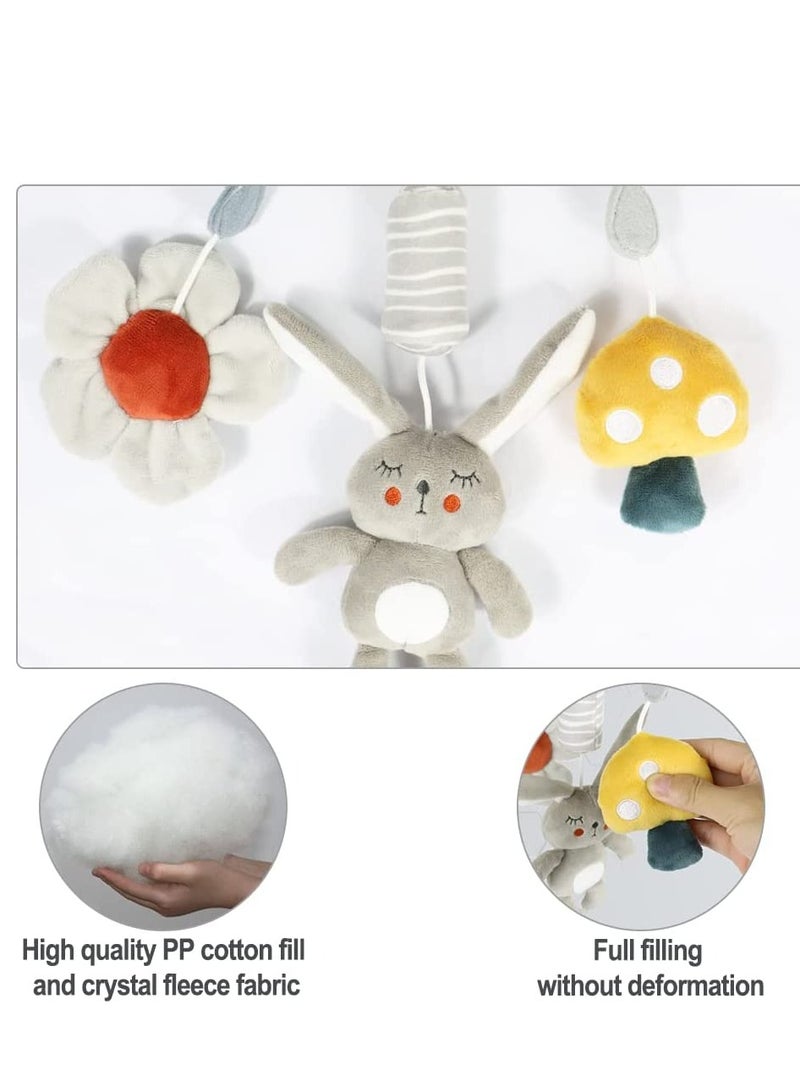 Baby Hanging Rattles Toys Activity Rabbit Plush Animal Wind Chime Sensory Toy with BB Squeaker Safety for Newborn Babies Toddlers  Shower Gift