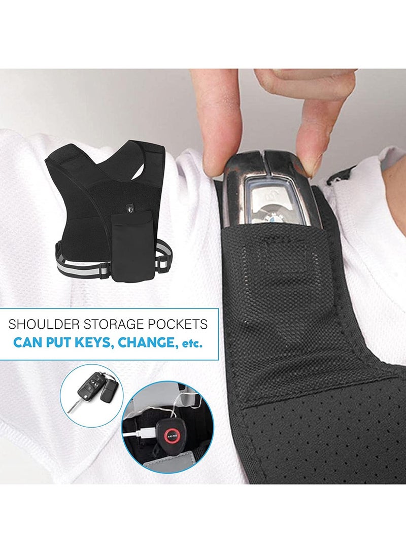 Running Vest Phone Holder, Adjustable Waistband Reflective Training Workout Gear with Pocket, Hands Free Breathable Sports Vest for Phone Holder for Cycling Walking