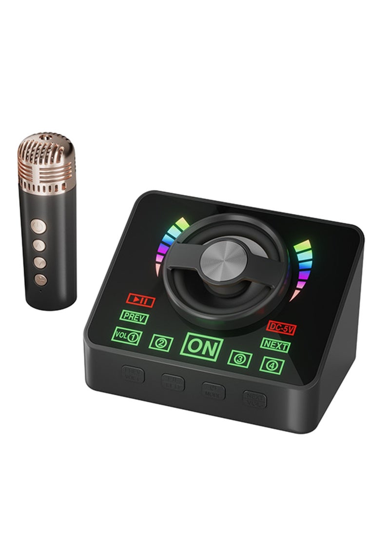 Karaoke Machine Portable Bluetooth Speaker System With 1 Wireless Microphones Home Family Singing Speaker