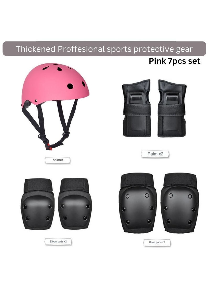 7PCS,Child & Adults Rider Series Protection Gear Set for Multi Sports Scooter, Skateboarding, Roller Skating, Protection for Beginner to Advanced, Helmet, Knee and Elbow Pads (Small-(upto 35Kg))