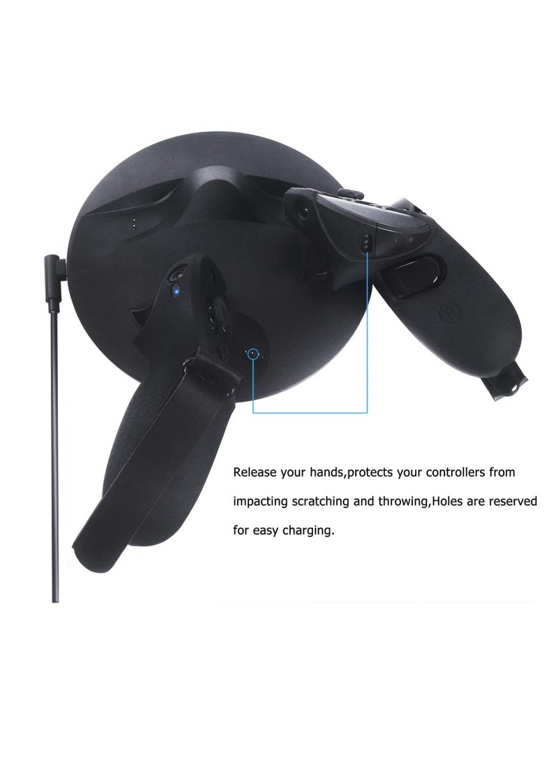 Controller Grips Protector Compatible with Meta Quest Pro Touch Game Controller Protector Cover Precise Hole Position Soft Silicone Grips Accessories with Knuckle Straps  Black