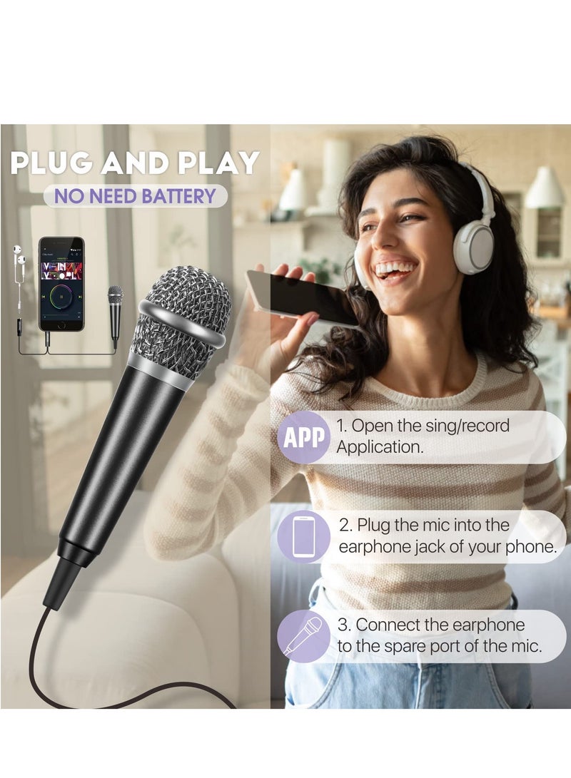 Mini Microphone Karaoke Tiny Singing Mic Equipment for Voice Recording Interviews Speeches 3.5mm Audio Connector Suitable for Laptop Cellphone Phone Ages 3+ 5PCS