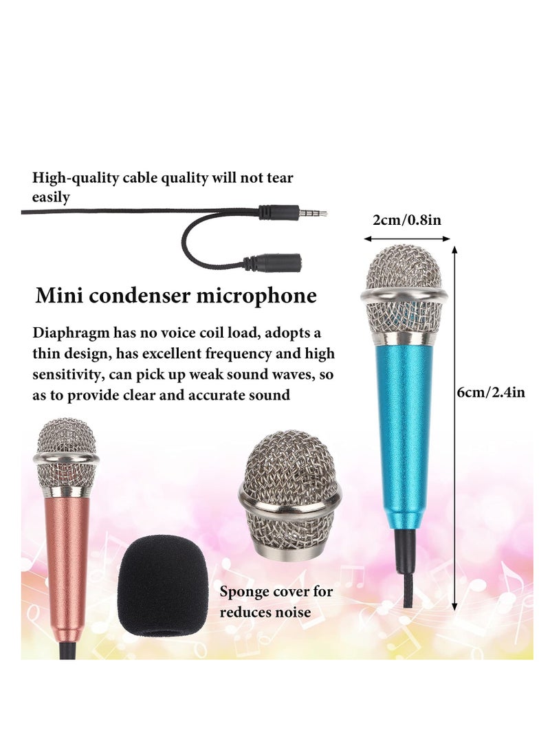 Mini Microphone Karaoke Tiny Singing Mic Equipment for Voice Recording Interviews Speeches 3.5mm Audio Connector Suitable for Laptop Cellphone Phone Ages 3+ 5PCS