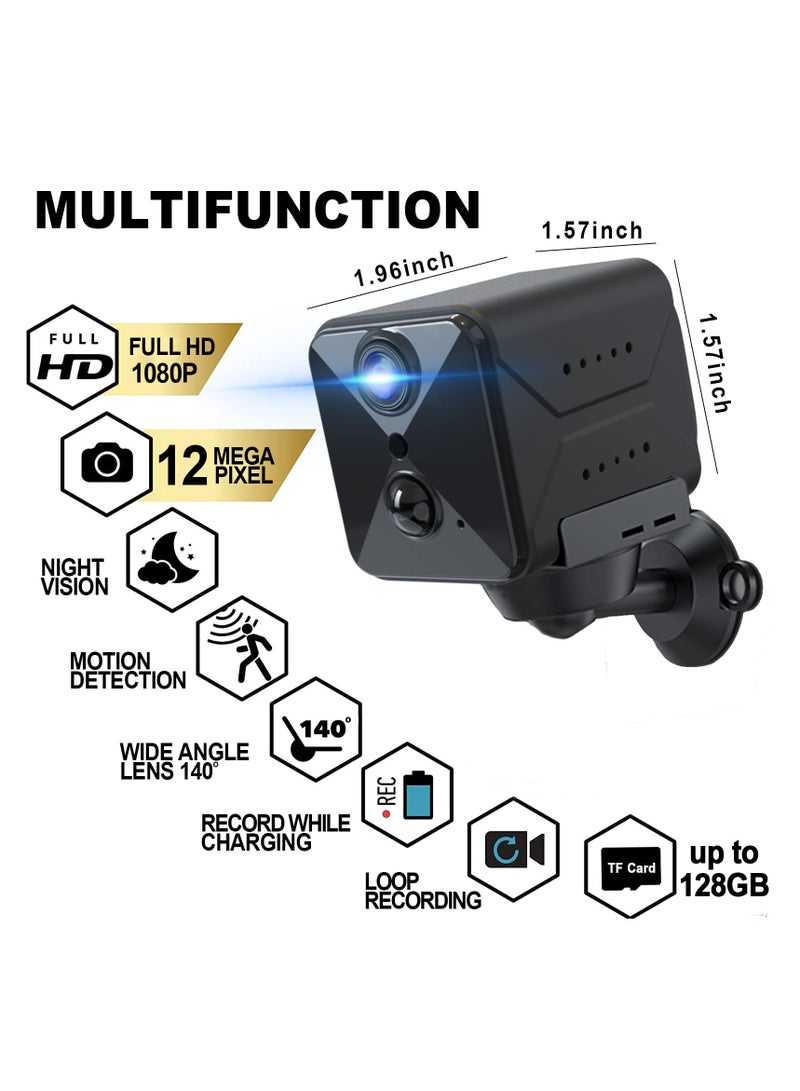 Mini Camera, Full HD Indoor Surveillance with Live Transmission, Mobile Phone App, 100-Day Long Standby WiFi Camera, Motion Sensor, Infrared Night Vision