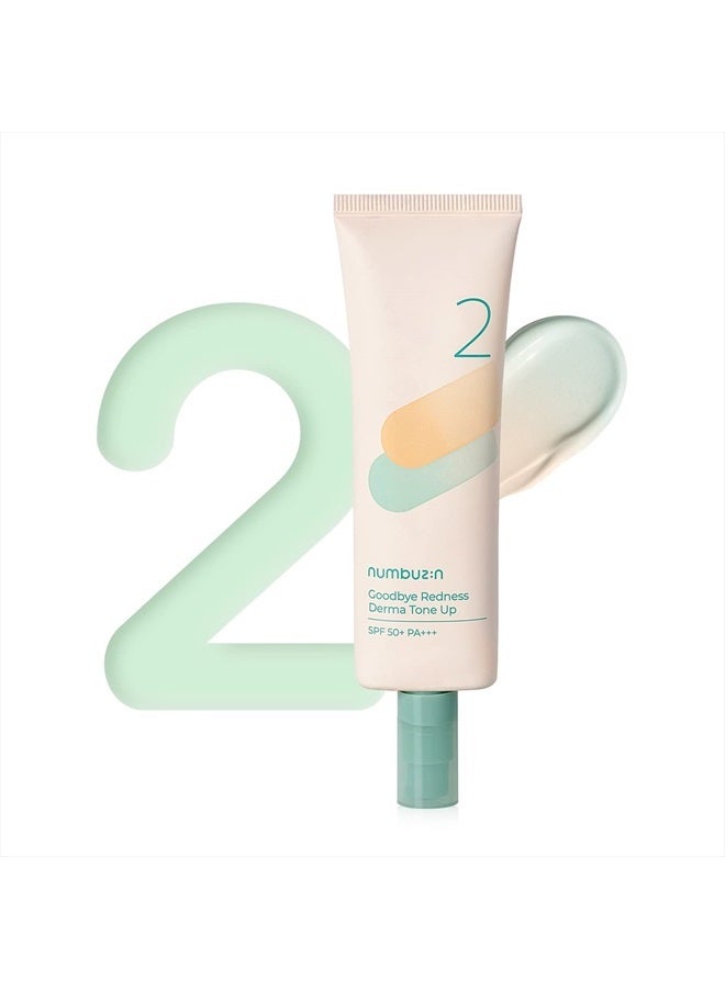 No.2 Goodbye Redness Derma Tone Up | Color Corrector, Green to Beige, Derma Ingredients, Tea Tree Leaf | 1.69 fl oz