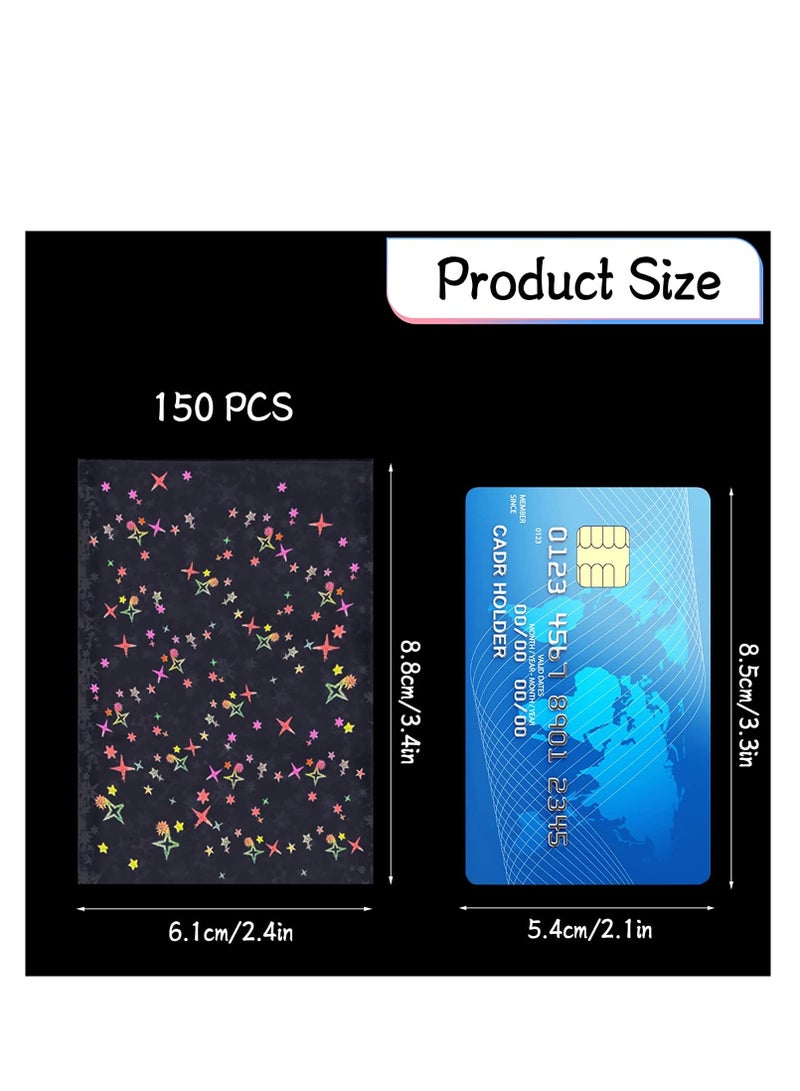 200 Pcs Kpop Photocard Sleeves, Little Star Laser Flashing Card Sleeves, Star Glass Gemstone Rainbow Holographic Card Sleeves Trading Card Protector for Photocard Kpop Photo Cards, 61 x 88 mm