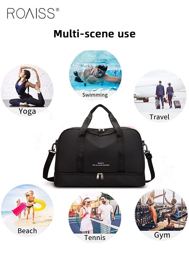 Multifunctional Fitness Sports Bag for Man Foldable Waterproof Large Capacity Luggage Bag Mans Multi Compartment Design Dry and Wet Separation Travel Bag with Independent Shoe Compartment