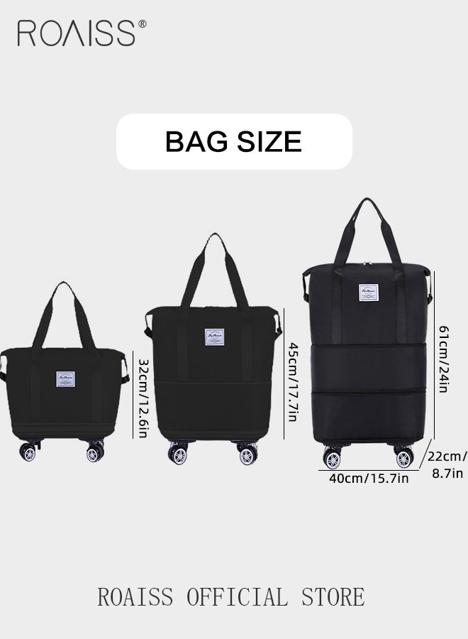 Multifunctional Luggage Bag for Unisex Premium Oxford Fabric Large Capacity Dry and Wet Separation Travel Bag Waterproof Wear Resistant Fitness Sports Bag with Detachable Caster Wheels