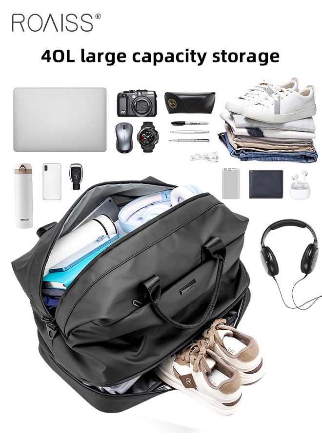 Large Capacity Luggage Crossbody Bag for Man Business Commuting Foldable Waterproof Multifunctional Fitness Sports Bag Mans Multi Compartment Design Travel Bag with Independent Shoe Compartment