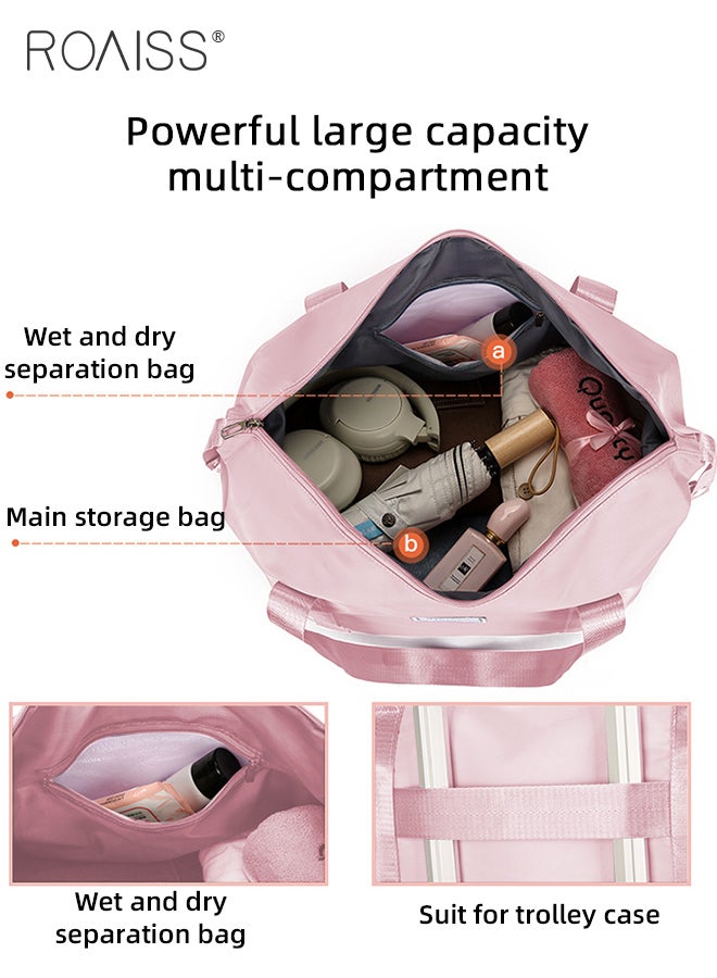 Multifunctional Luggage Bag for Unisex Premium Oxford Fabric Large Capacity Dry and Wet Separation Travel Bag Waterproof Wear Resistant Fitness Sports Bag with Detachable Caster Wheels