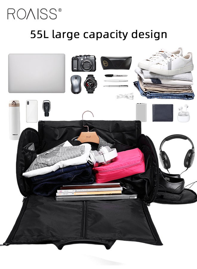 Multifunctional Fitness Luggage Bag for Man Business Large Capacity Expandable Suit Bag Mans Separation of Dry and Wet Foldable Waterproof Travel Bag with Independent Shoe Compartment