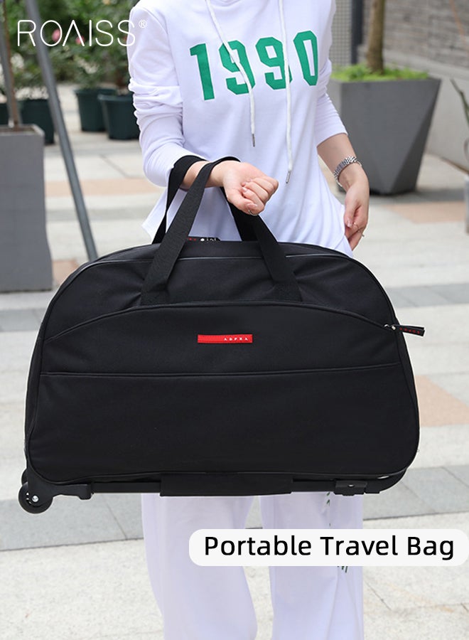 Unisex Trolley Travel Bag Oxford Fabric Large Capacity Foldable Multifunctional Luggage Bag with Various Carrying Methods Waterproof Wear Resistant Sports Fitness Bag with Smooth Zipper and Wheels