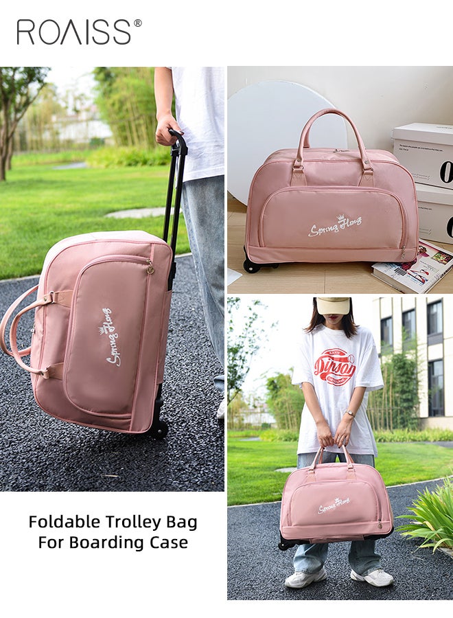 Unisex Trolley Travel Bag Oxford Fabric Premium Large Capacity Foldable Multifunctional Luggage Bag with Various Carrying Methods Waterproof Sports Fitness Bag with Smooth Zipper and Wheels