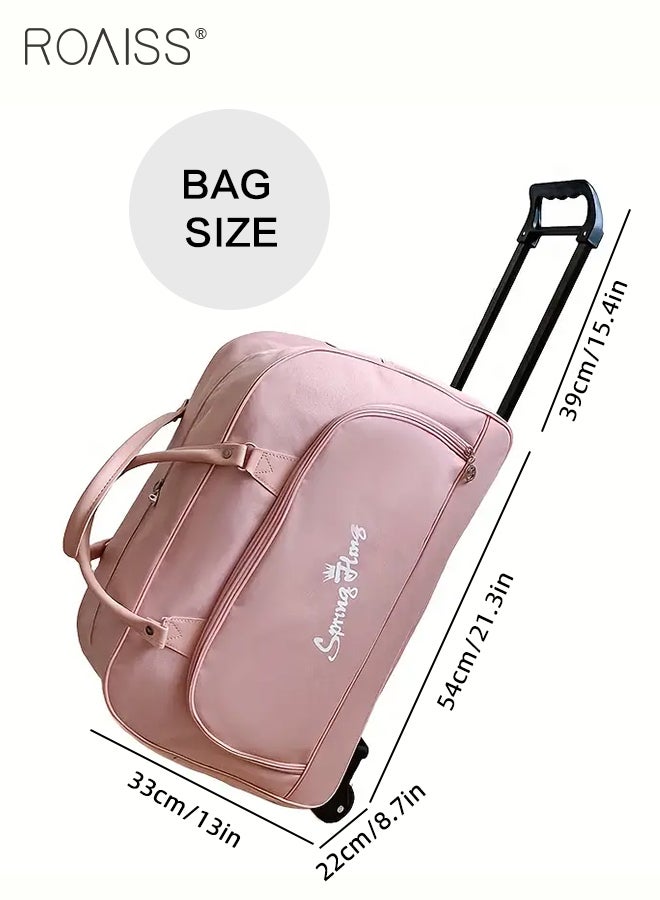 Unisex Trolley Travel Bag Oxford Fabric Premium Large Capacity Foldable Multifunctional Luggage Bag with Various Carrying Methods Waterproof Sports Fitness Bag with Smooth Zipper and Wheels