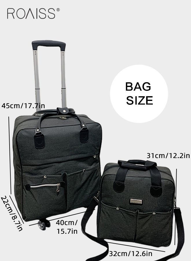 Unisex 2 Pack Trolley Bag Set Premium Large Capacity Foldable Multifunctional Travel Bag Multi Compartment Design Waterproof Luggage Bag with Smooth Zipper and Universal Wheel