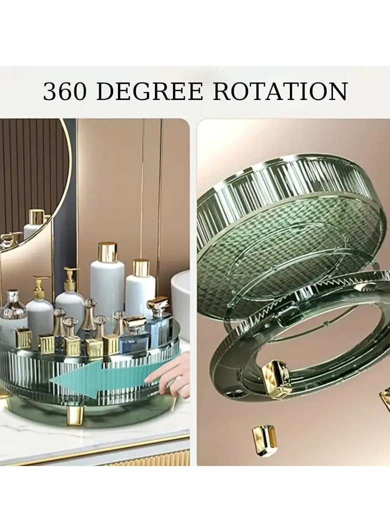 1PC Rotating Makeup Organizer, 360 Rotating Makeup Organizer With Mat, Clear Rotating Perfume Organizer, Large Capacity Rotating Organizer For Bathroom, For Vanity, Countertops, Kitchen