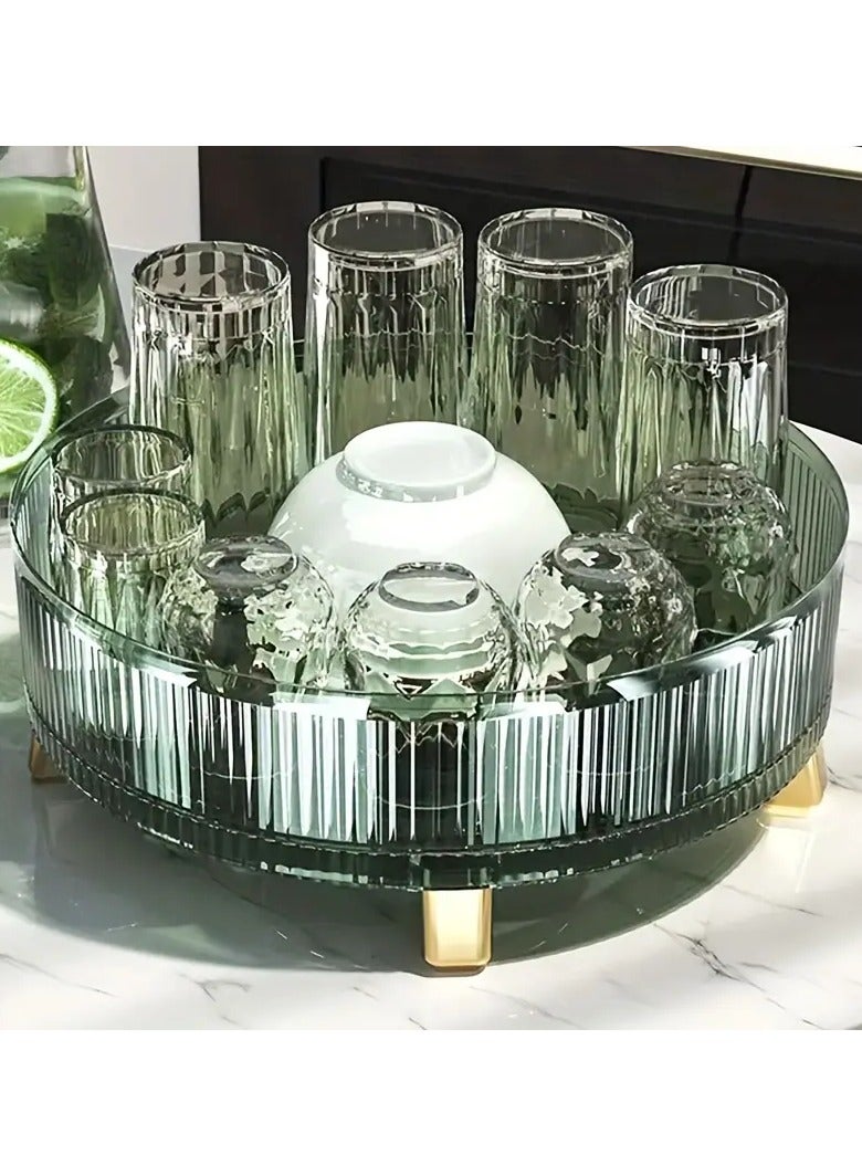 1PC Rotating Makeup Organizer, 360 Rotating Makeup Organizer With Mat, Clear Rotating Perfume Organizer, Large Capacity Rotating Organizer For Bathroom, For Vanity, Countertops, Kitchen