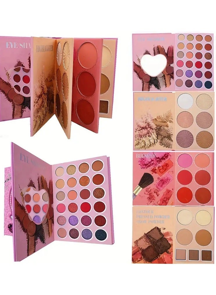 43 Colors Makeup Palette Fashionable Multifunctional Pearly Matte Finish Eyeshadow Cream High Gloss Blush Makeup Palette Brown Red Purple Color Makeup Gift For Friends Contain Plant Squalane