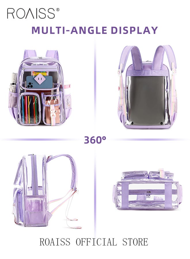 Thick PVC Material Transparent Backpack for Girl Large Capacity Multiple Compartments Schoolbag Childrens Ultralight Waterproof Design Student Bag with Smooth Zipper