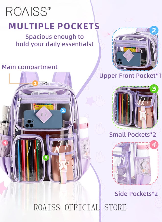 Thick PVC Material Transparent Backpack for Girl Large Capacity Multiple Compartments Schoolbag Childrens Ultralight Waterproof Design Student Bag with Smooth Zipper