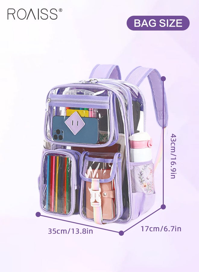 Thick PVC Material Transparent Backpack for Girl Large Capacity Multiple Compartments Schoolbag Childrens Ultralight Waterproof Design Student Bag with Smooth Zipper