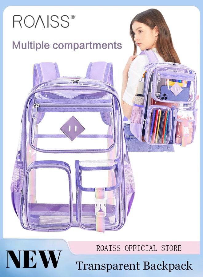 Thick PVC Material Transparent Backpack for Girl Large Capacity Multiple Compartments Schoolbag Childrens Ultralight Waterproof Design Student Bag with Smooth Zipper