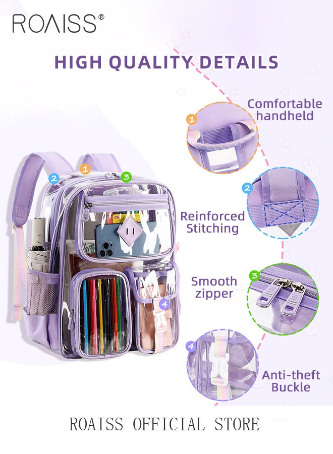 Thick PVC Material Transparent Backpack for Girl Large Capacity Multiple Compartments Schoolbag Childrens Ultralight Waterproof Design Student Bag with Smooth Zipper