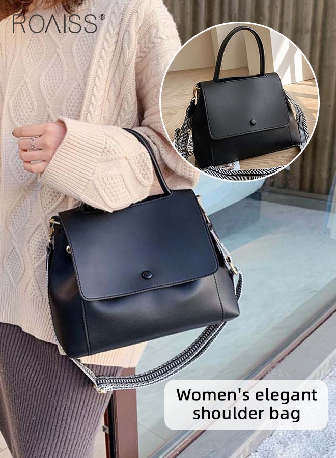 Large Capacity Crossbody Bag for Women PU Leather Exquisite Sewing Thread Shoulder Bag Ladies Stylish Simple Handbag with Internal Zipper Bag and Hardware Suction Buckle