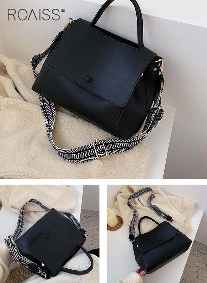 Large Capacity Crossbody Bag for Women PU Leather Exquisite Sewing Thread Shoulder Bag Ladies Stylish Simple Handbag with Internal Zipper Bag and Hardware Suction Buckle