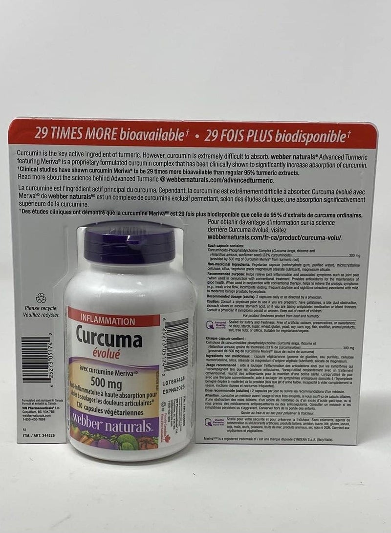 Webber Naturals Turmeric Curcumin 3050 mg (raw Herb) 120 Vegetarian Capsules