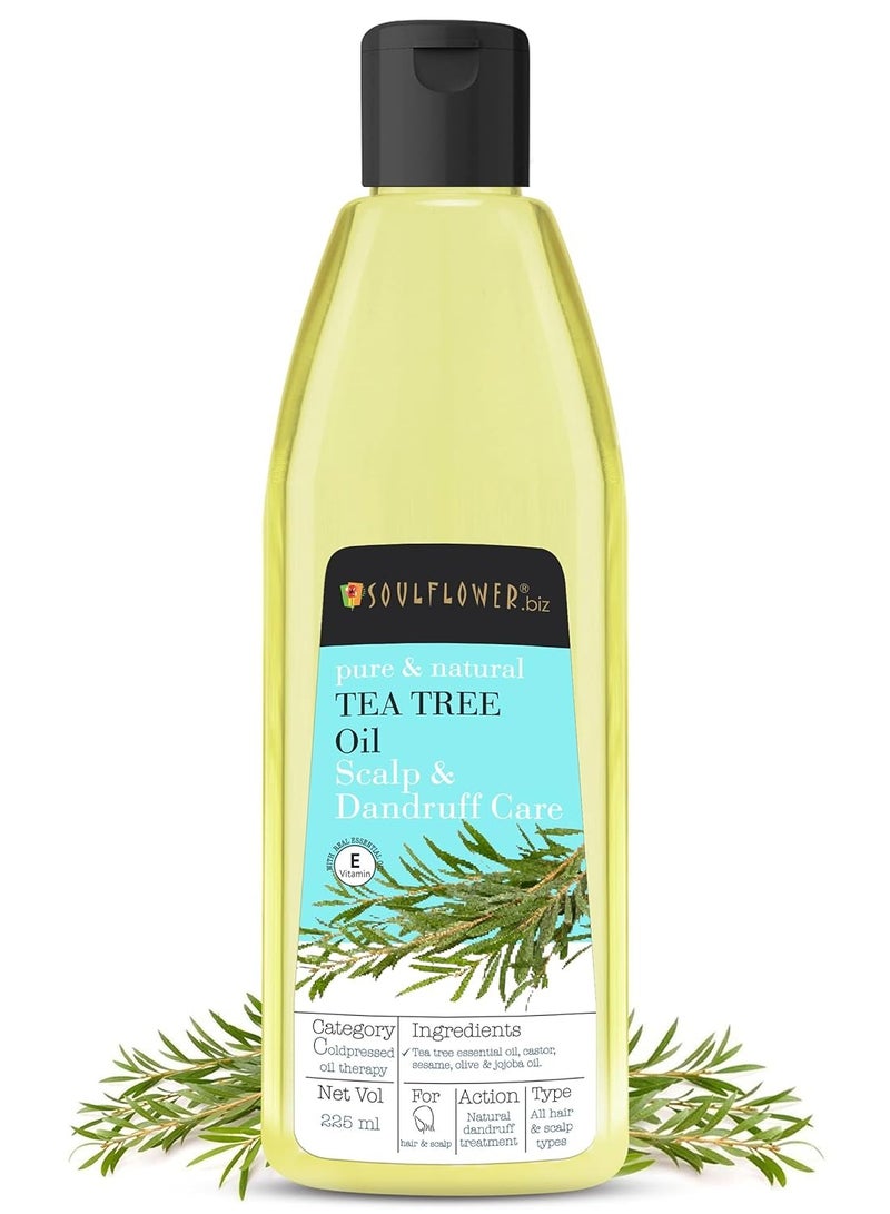 Soulflower Tea Tree Oil for Dandruff Control, Hair Loss Control, Hair and Scalp - Enriched With Tea Tree Essential Oil, 100% Pure, Organic, Natural, Coldpressed, Vegan - 7.6 fl oz