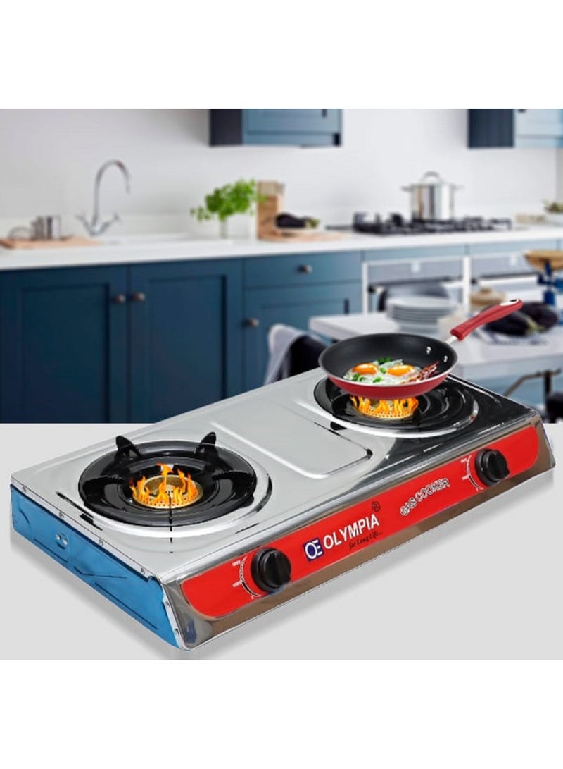 Stainless Steel Gas Stove With Dual Gas Burner