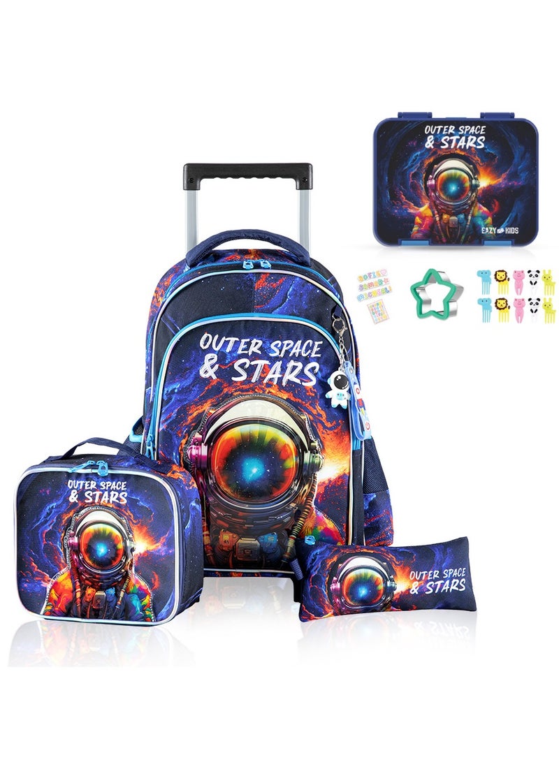 6 And 4 Convertible Bento Lunch Box With Sandwich Cutter Set - Outer Space Blue