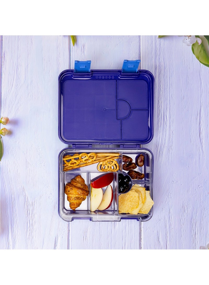 6 And 4 Convertible Bento Lunch Box With Sandwich Cutter Set - Outer Space Blue